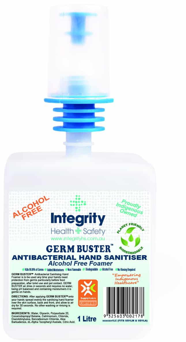 Germ Buster Antibacterial Hand Sanitiser Alcohol Free 1 Litre Foamer