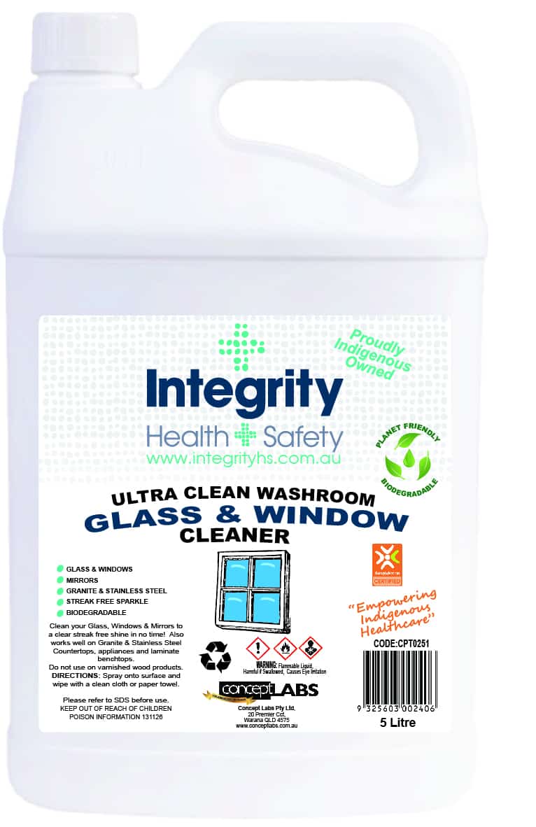 Glass Cleaner 5 Litre Bottle (Min order 2) Integrity Health & Safety