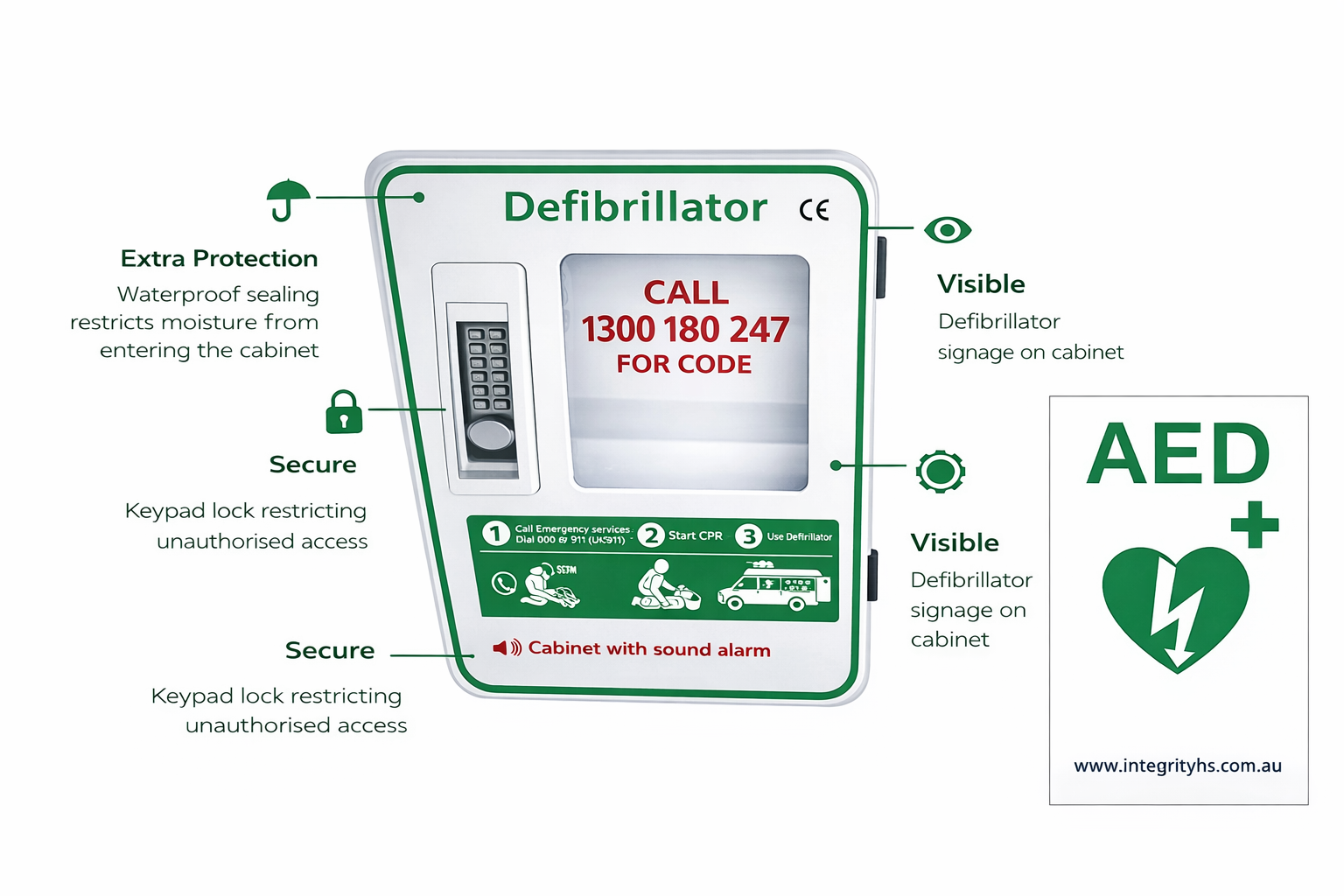 Outdoor Defibrillator Cabinet with Keypad